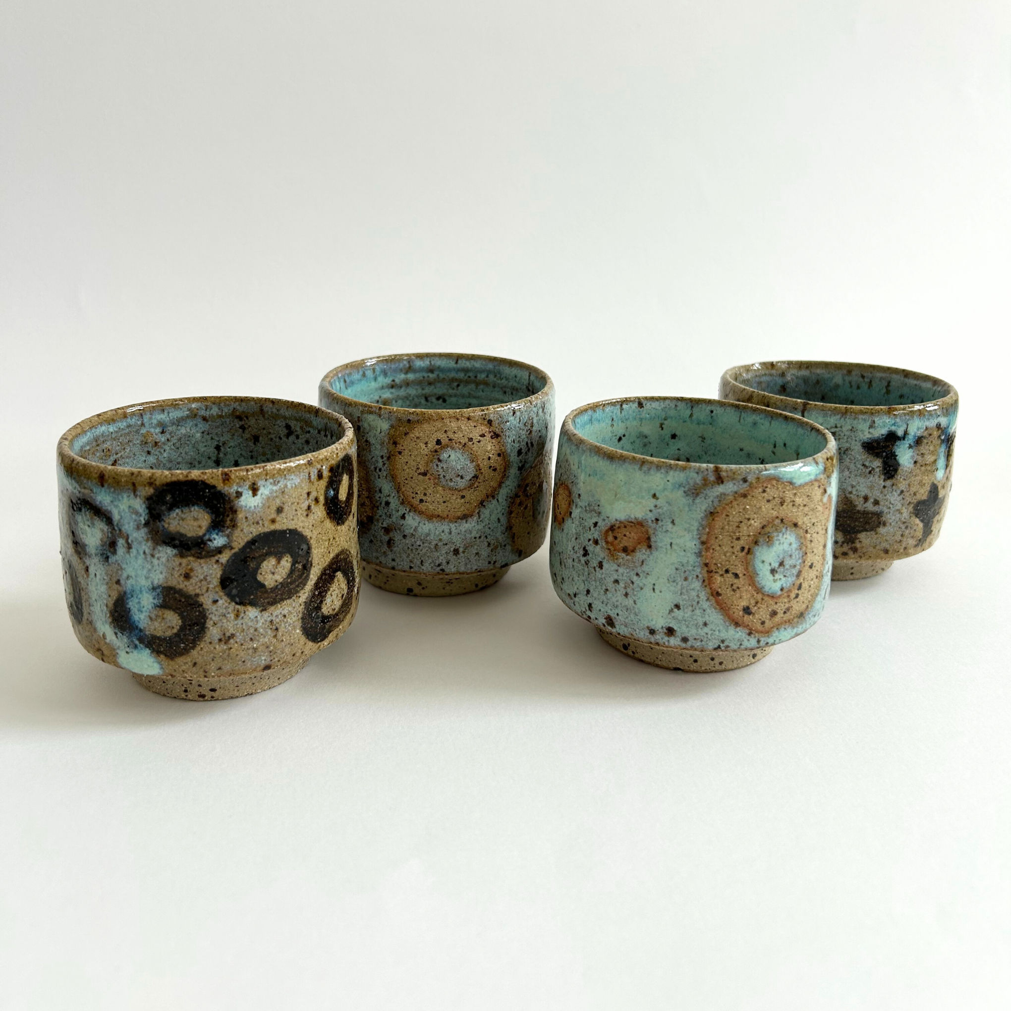 Blue glazed cups